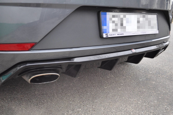 Diffusor Heck Ansatz passend für SEAT LEON MK3 CUPRA FACELIFT schwarz Hochglanz